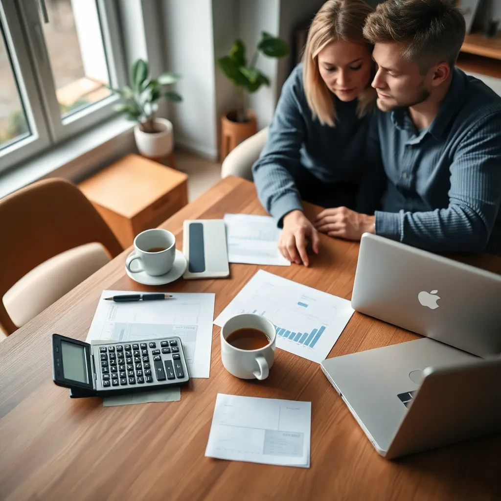 Nederlandse vrouw die haar financiën op laptop beheert