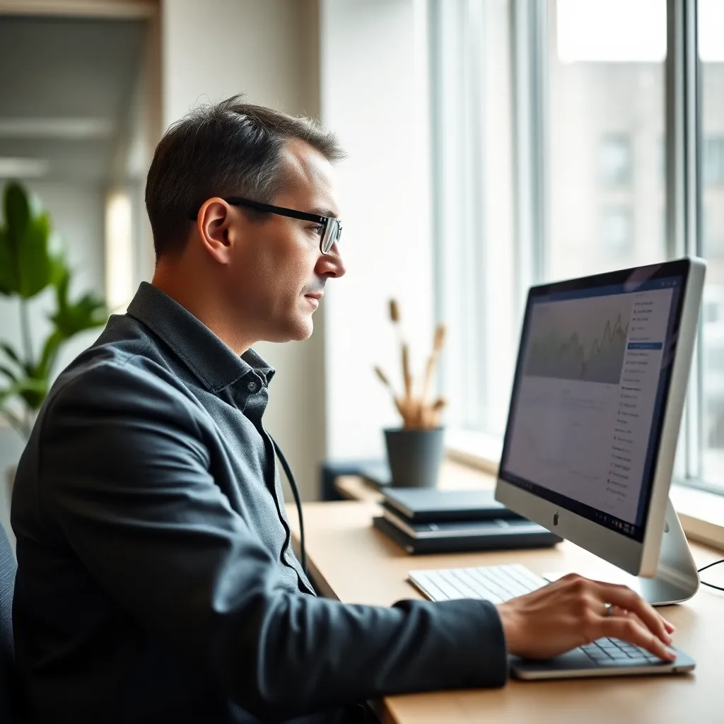 Nederlandse zakenvrouw die financiën beheert op laptop